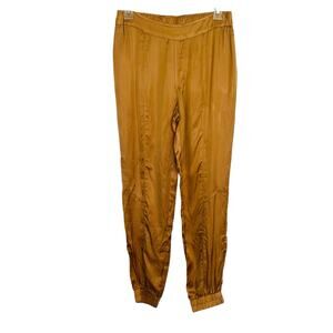 NWT Young Fabulous & Broke Satin Jogger in Brown Small S Gold